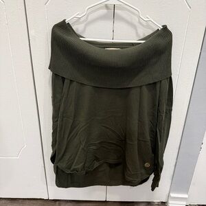Michael Kors Green Off The Shoulder Sweater